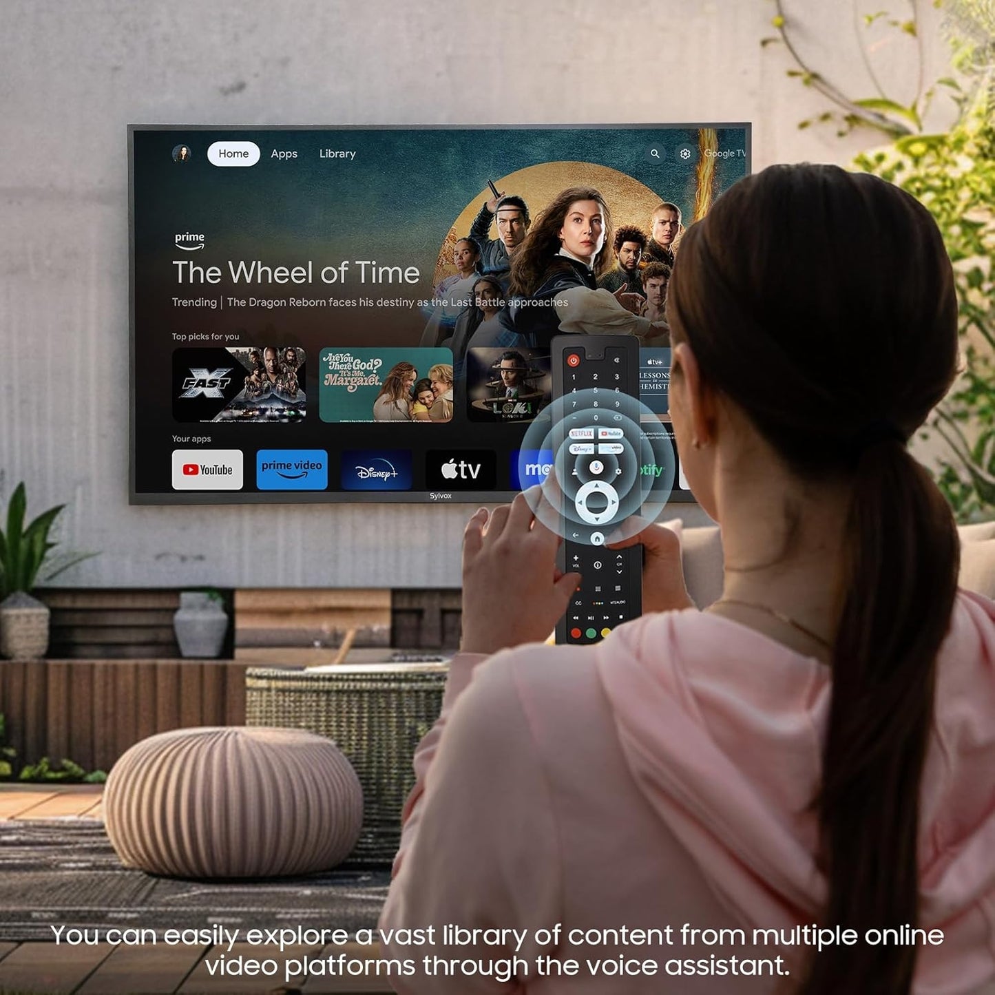 Sylvox 50" Patio Class Series 4K UHD Google System Partial Sun IP55 Waterproof Smart Outdoor TV (2025) OT50B1KHGB