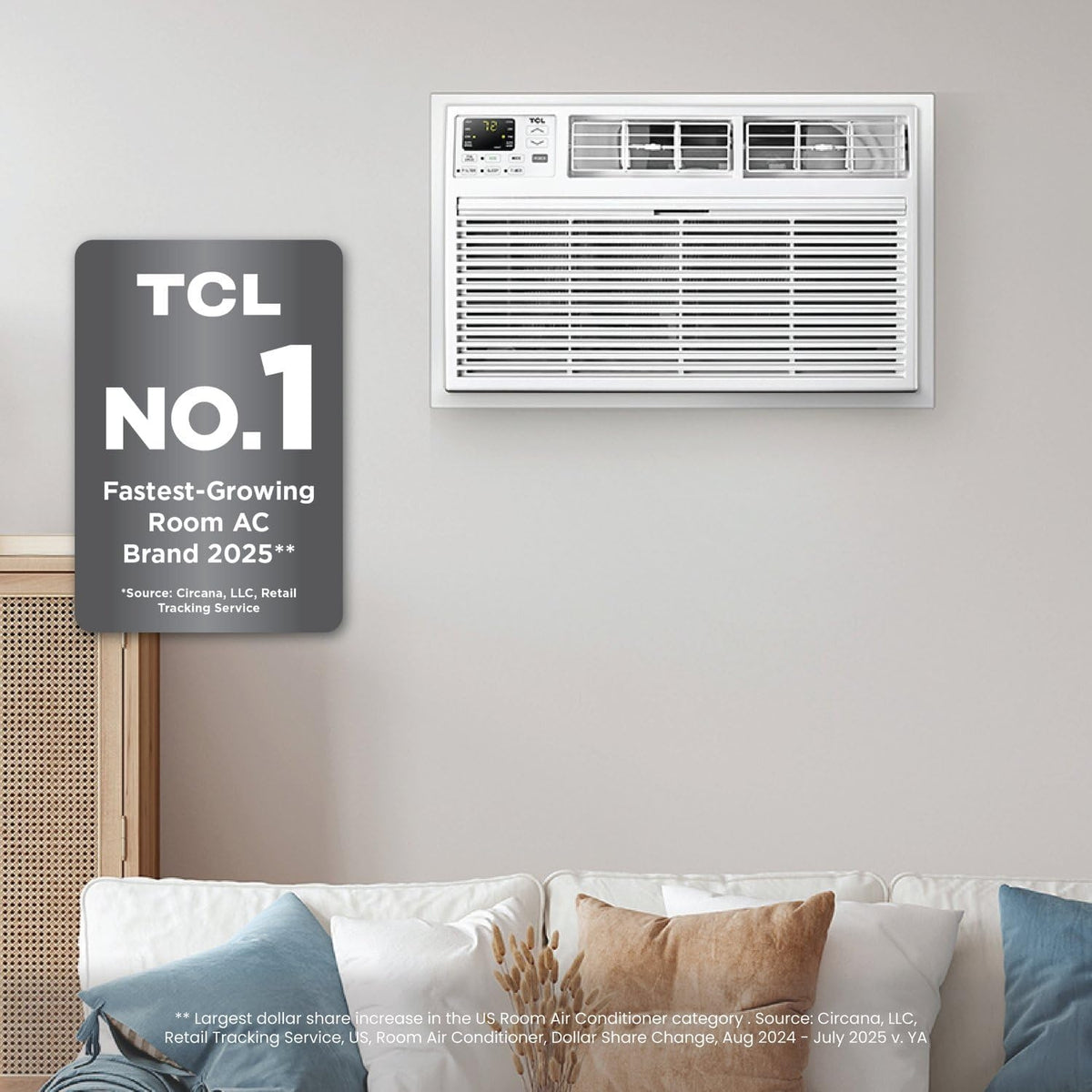 TCL 14,000 BTU (DOE) 230V Through-the-Wall Air Conditioner Cools 700 sq. ft., Remote and Wi-Fi H14T9XH