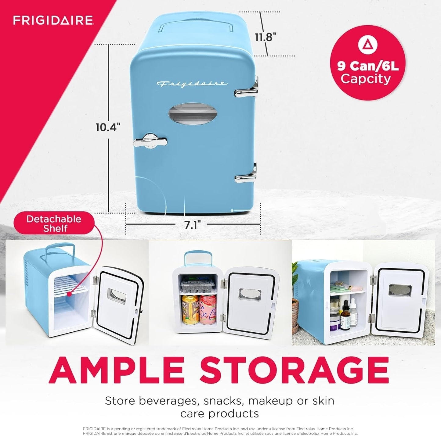 Frigidaire Retro Mini Personal Fridge Cooler up to 9 Cans/ 5-liters Blue EFMIS175-BLUE
