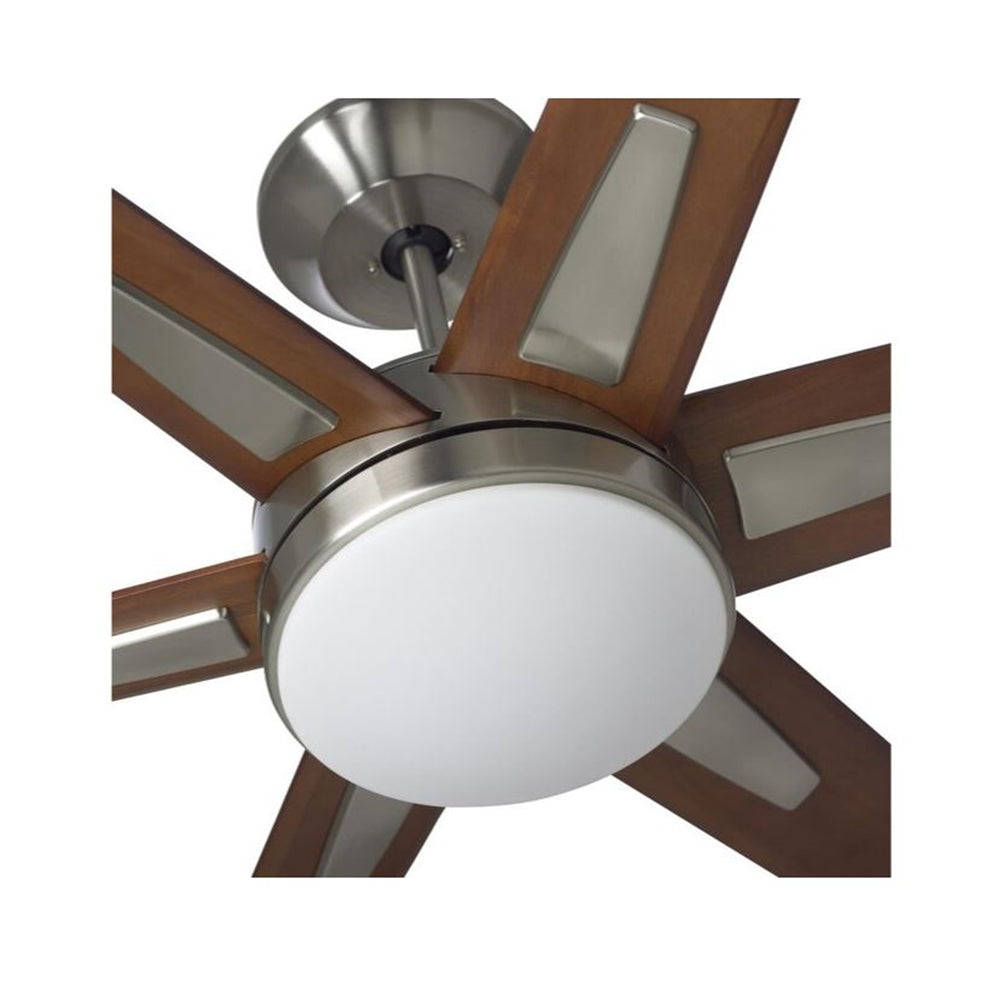 Emerson Rah Eco 60" Brushed Steel Ceiling Fan w/ LED Light Sunburst Walnut Blades CF915W60BS