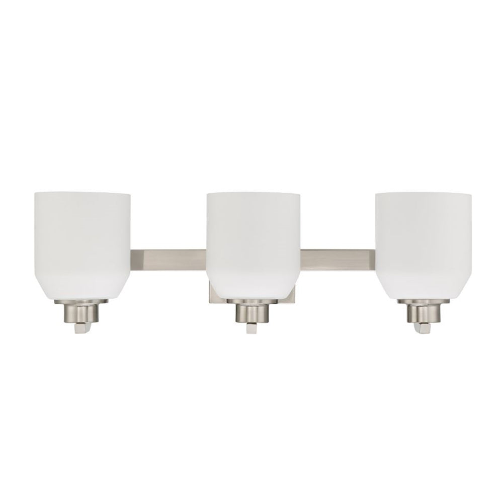 Sunset Lighting F19033-80 Quartz 3-Light Vanity, Opal Glass Dimmable Bright Satin Nickel