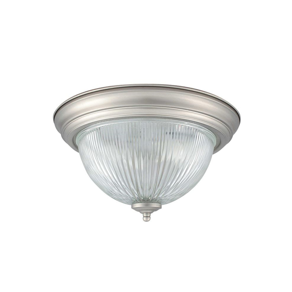 Sunset Lighting F7508-53 3-Light 15" Convertible Flush Mount, Satin Nickel Finish Clear Prismatic Glass