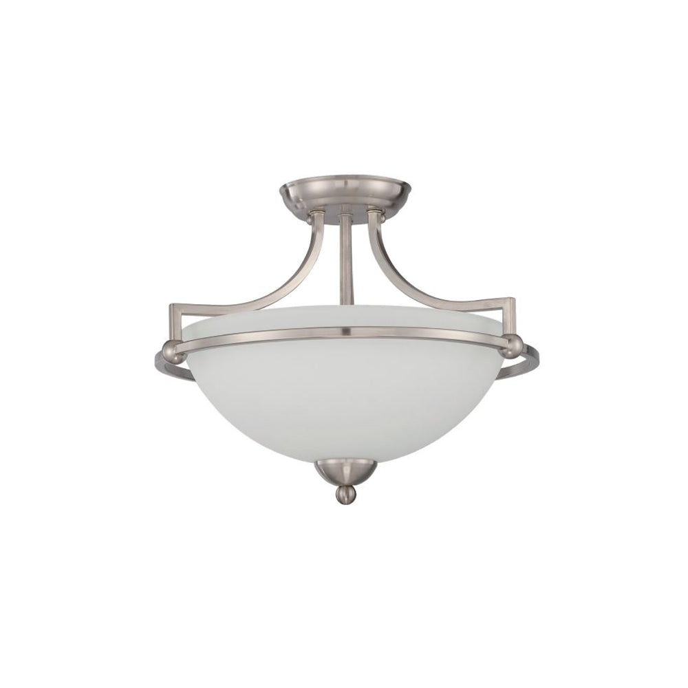 Sunset Lighting Preston 3-Light Semi-Flush Bowl 100W Fixture Bright Satin Nickel F16096-80