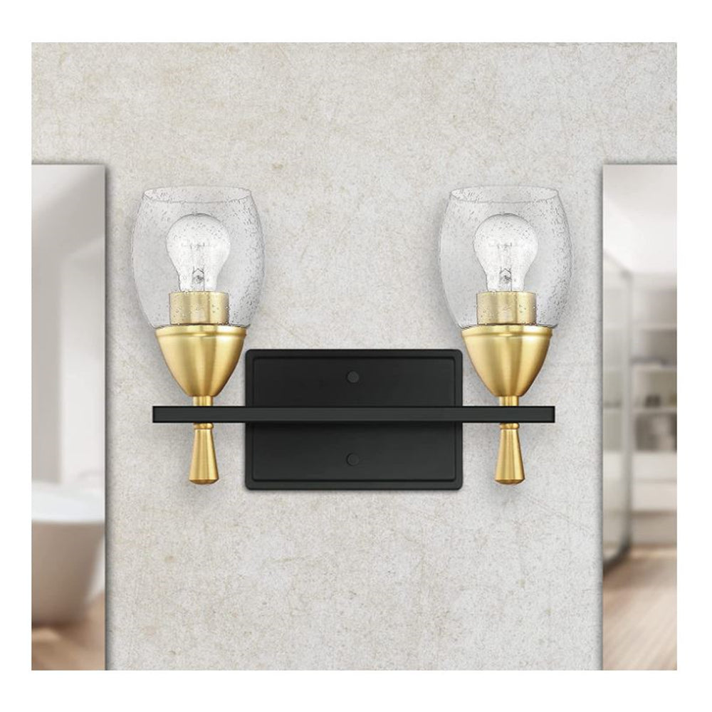 Luminance Kelston Black & Gold 2-Light Vanity Metal Wall Sconce F7532-23