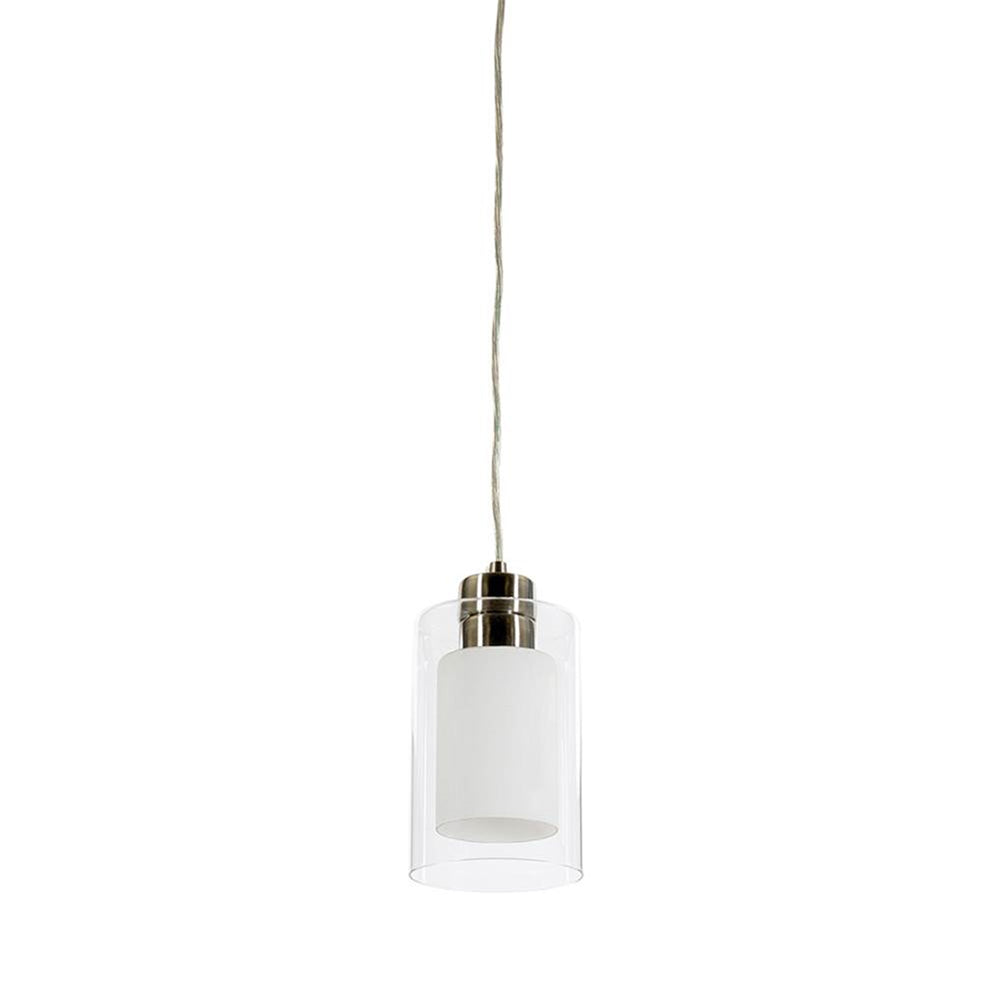 Sunset Lighting 1-Light Glass 60W Mini Pendant Bright Satin Nickel Satin - F3459-80