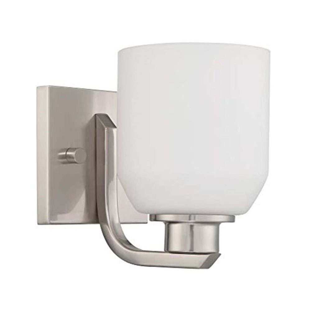 Luminance 1-Light Quartz Vanity Opal Glass Nickel Sconce - F19031-80