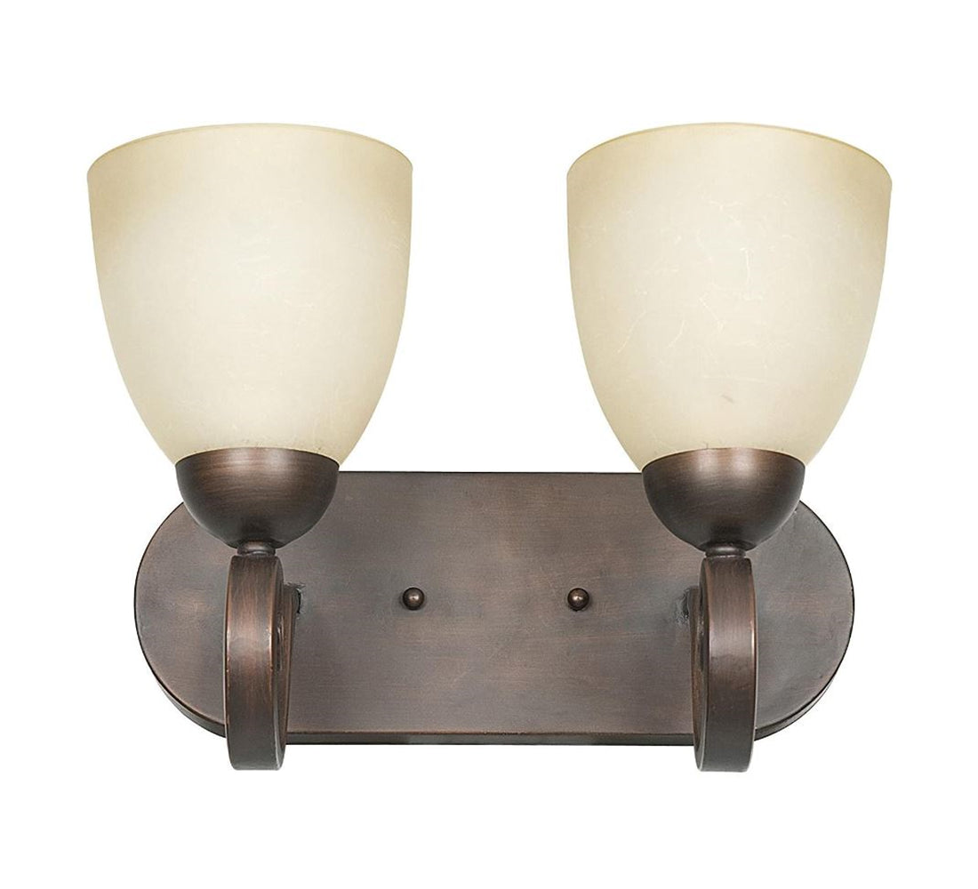 Sunset Lighting 2-Light 100W Vanity w/ Buttercup Glass, Tique Finish F5272-26