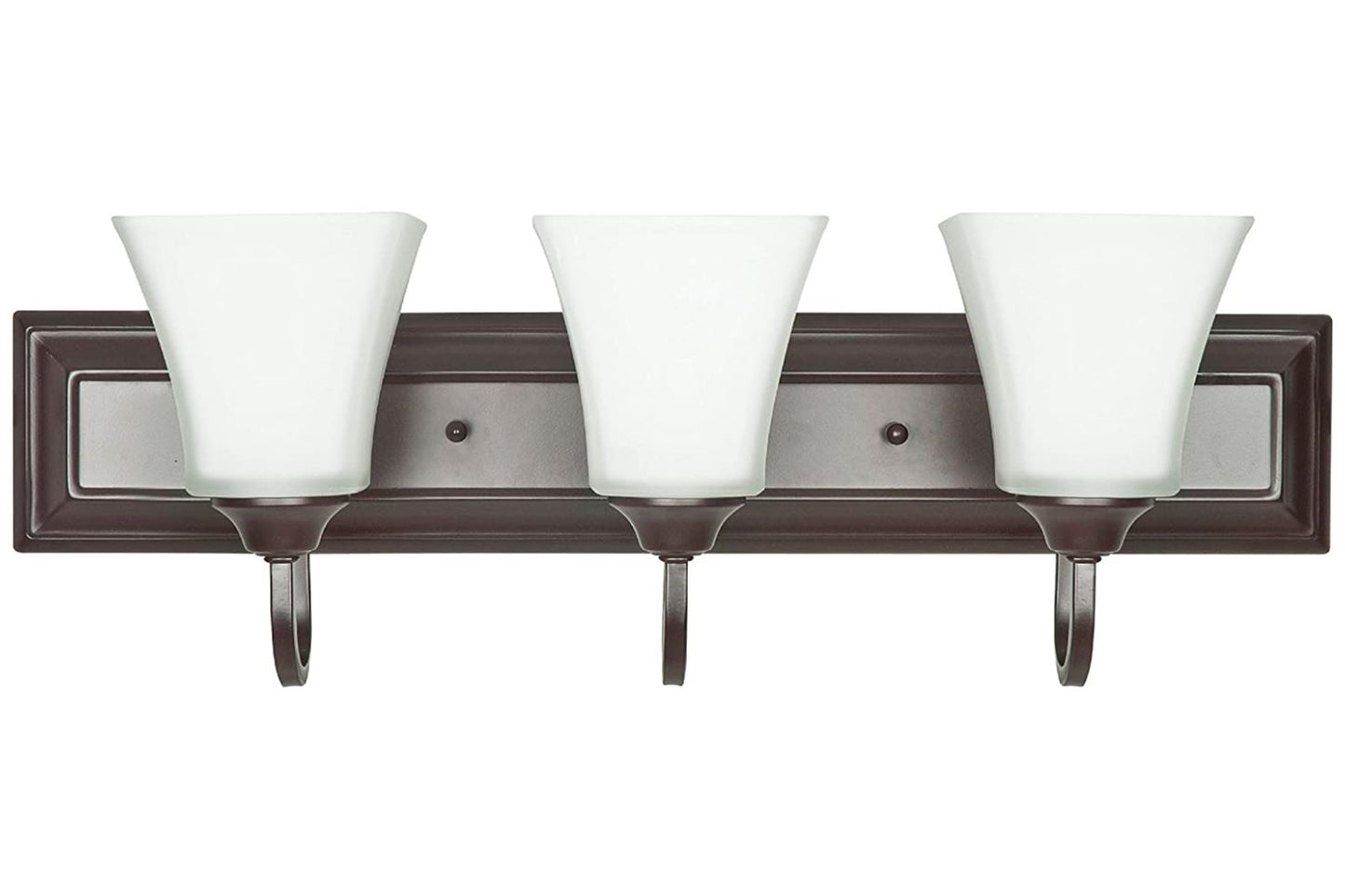 Sunset Lighting 3-Light Vanity 100W Square Milk Glass, Dimmable Oil Bronze Finish F3683-44