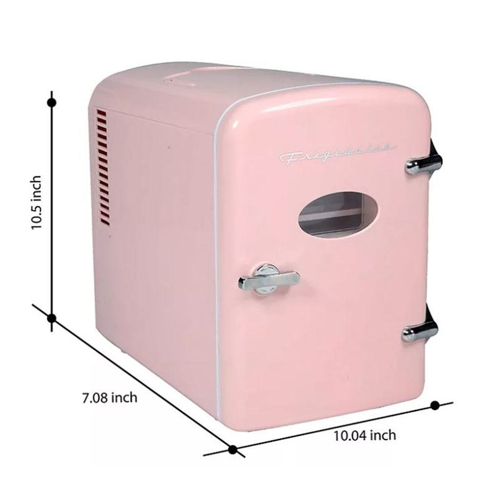 Frigidaire Retro 9-Can 4-liters Portable Mini Fridge EFMIS197-PINK, Includes 110V home power cord & 12V DC car adapter