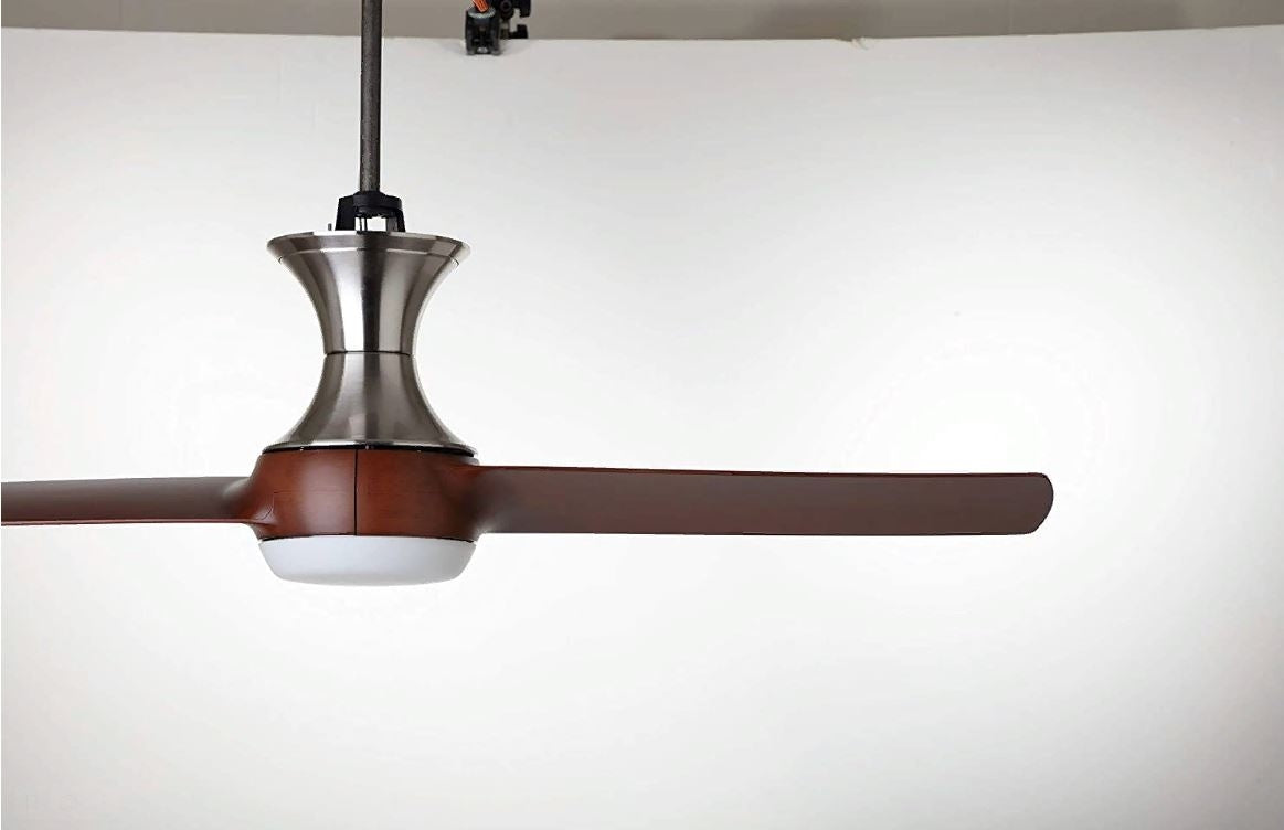 Emerson Duo 54" Flush Mount Brushed Steel Ceiling Fan LED Light - Walnut Blades CF560BS