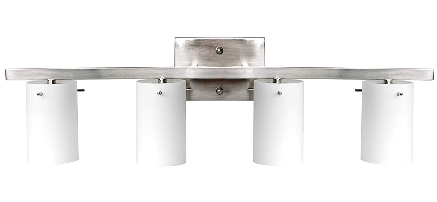 Sunset Lighting 4-Light Vanity w/ White Opal Glass, Bright Satin Nickel Finish - F2534-80