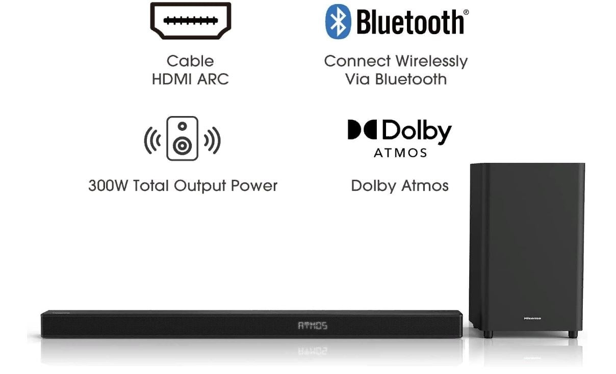 Hisense 3.1-Channel Soundbar with Wireless Subwoofer Black HS312