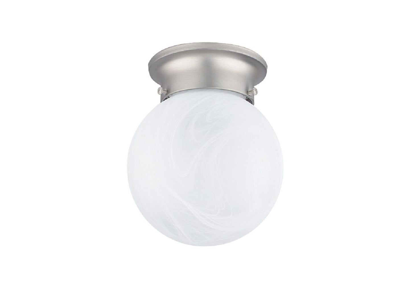 Sunset Lighting 6" Flush Mount with Faux Alabaster Glass, Satin Nickel Finish F2213-53