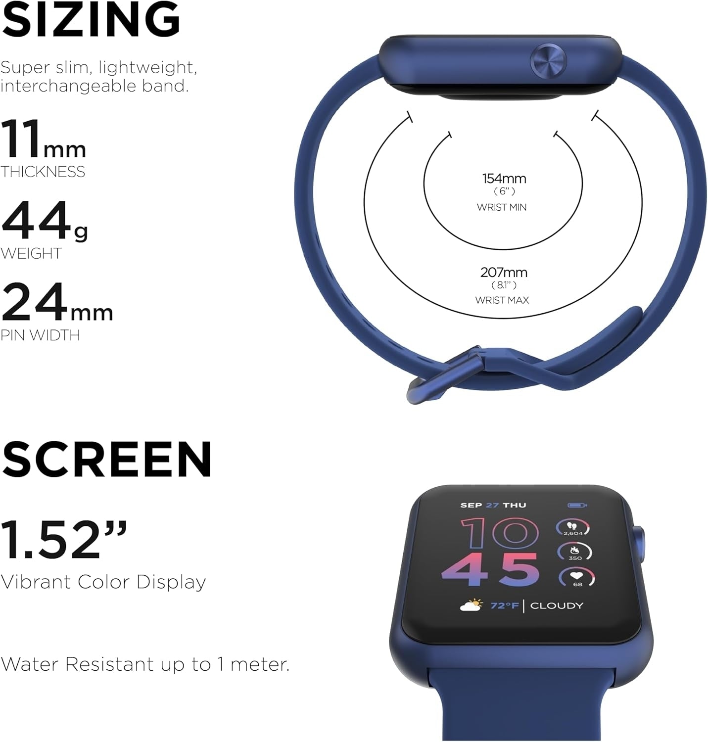 iTouch Air 4 Smartwatch: Blue Case w/ Blue Silicone Strap 41mm TA4M01-K06