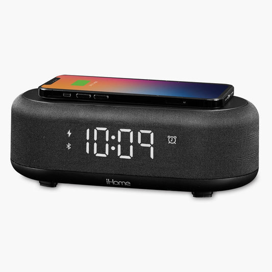 iHome Bluetooth Alarm Clock with Wireless Charger & USB Charging Station iBTW112