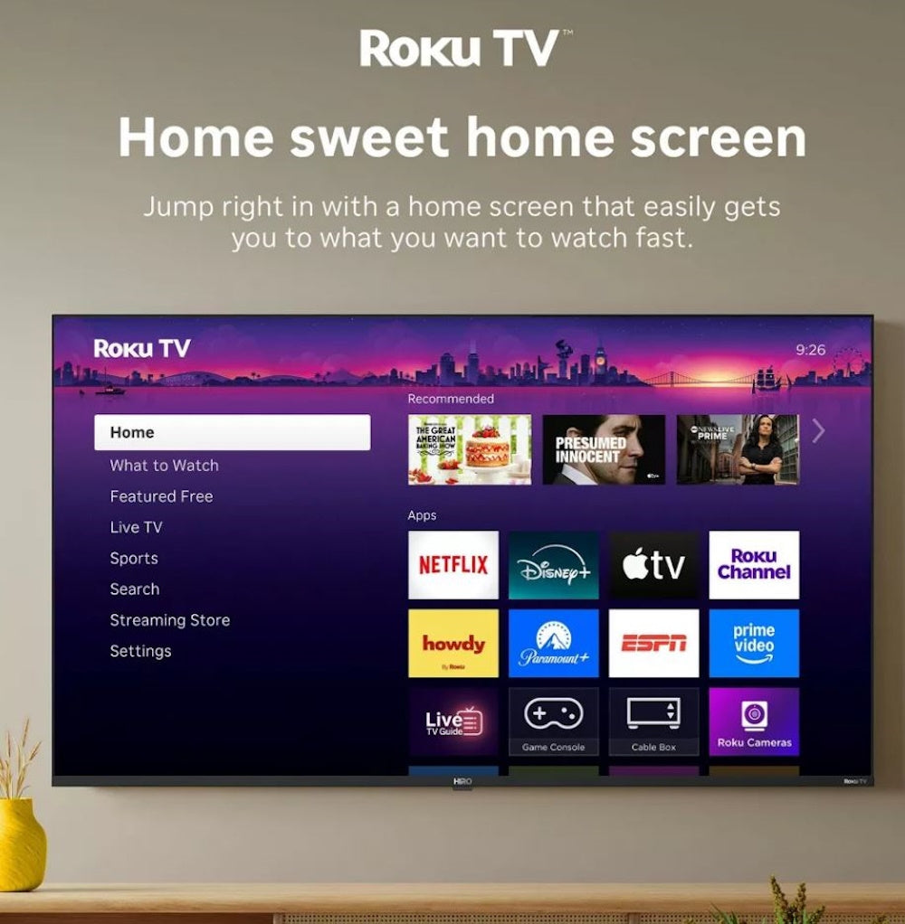 Hiro 50" 4K LED Roku Smart TV H50C4C4 60Hz HDR10 Apple Airplay 16:9 Aspect Ratio