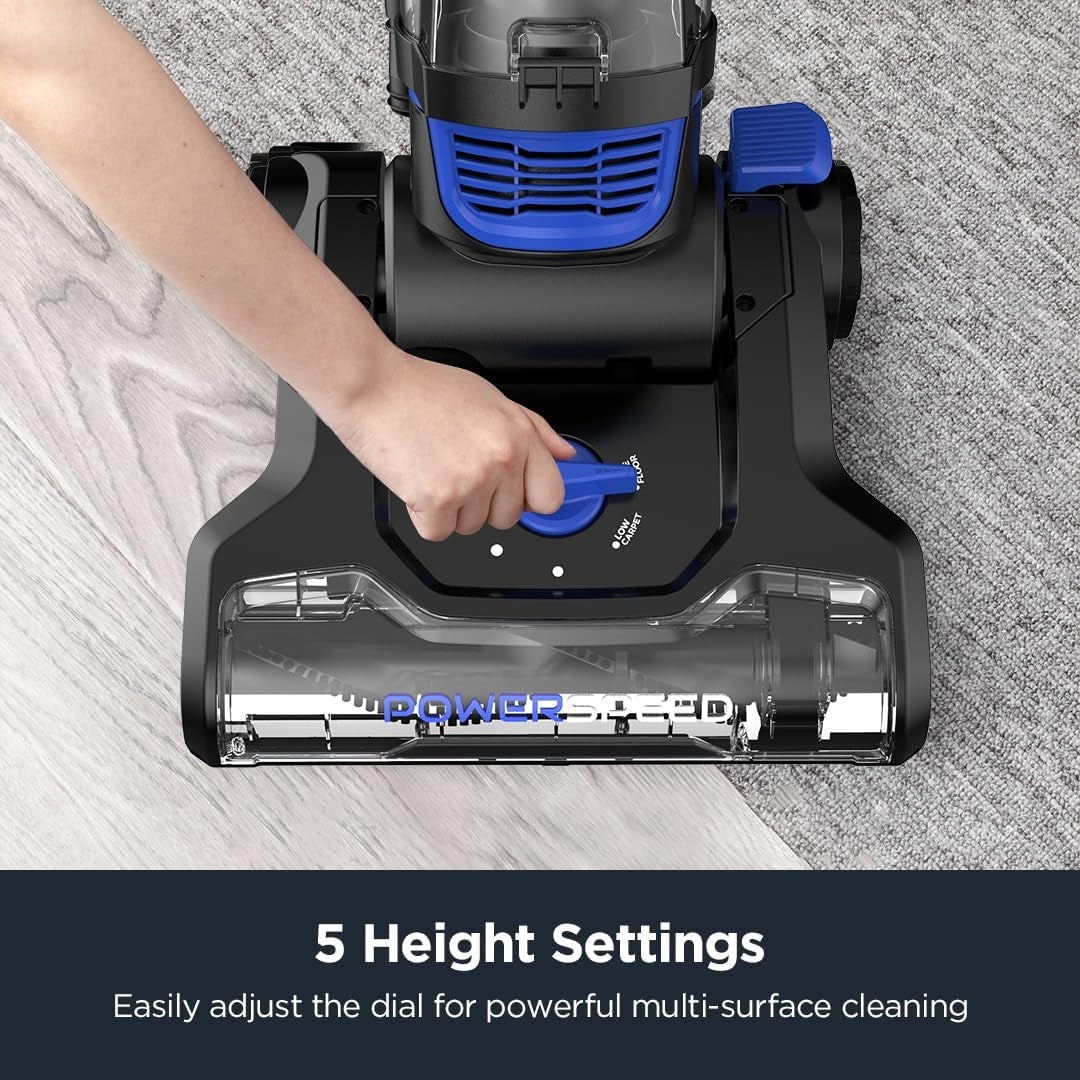 Eureka PowerSpeed Lightweight Powerful Pet Upright Vacuum Cleaner, for Carpet and Hard Floor NEU280 Blue
