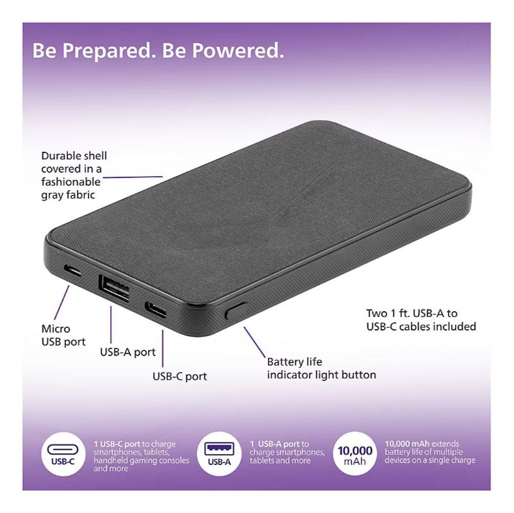 Philips 10,000 mAh Battery Pack, 2 pk. - Gray DLP9693GR37