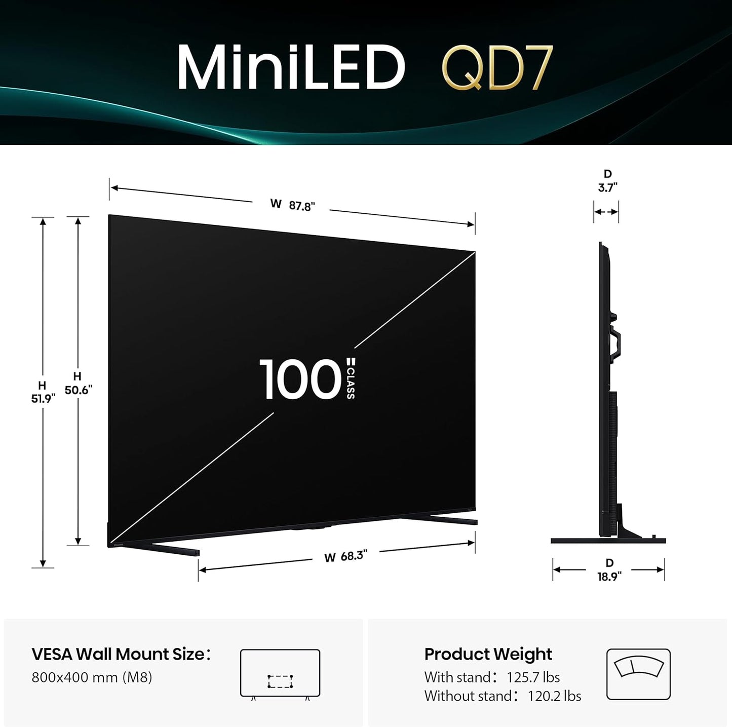 Hisense 100" Class QD7 Series MiniLED QLED 4K UHD HDR Smart Fire TV (2025) 100QD7QF