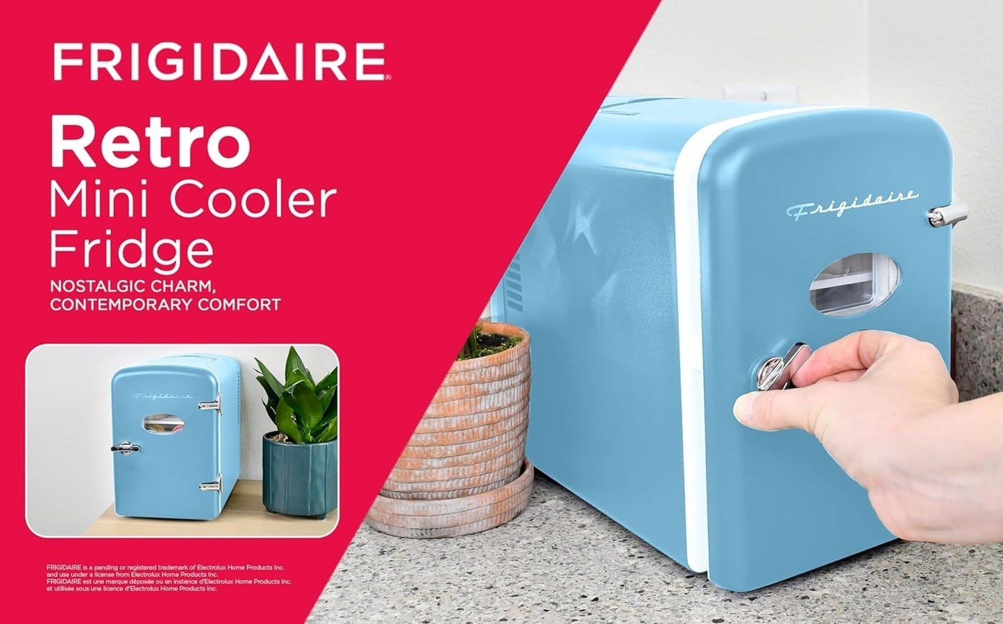 Frigidaire Retro Mini Personal Fridge Cooler up to 9 Cans/ 5-liters Blue EFMIS175-BLUE