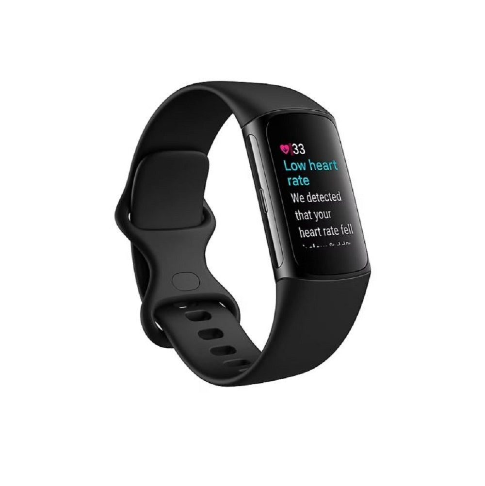 Fitbit Charge 6 Black Health & Fitness Tracker Bundle w/ Bonus White Band GA05183WHTBJ