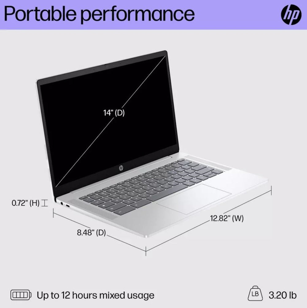HP 14" Touchscreen Chromebook Intel Pentium N200 4GB/128GB Silver 14A-NF0012TG