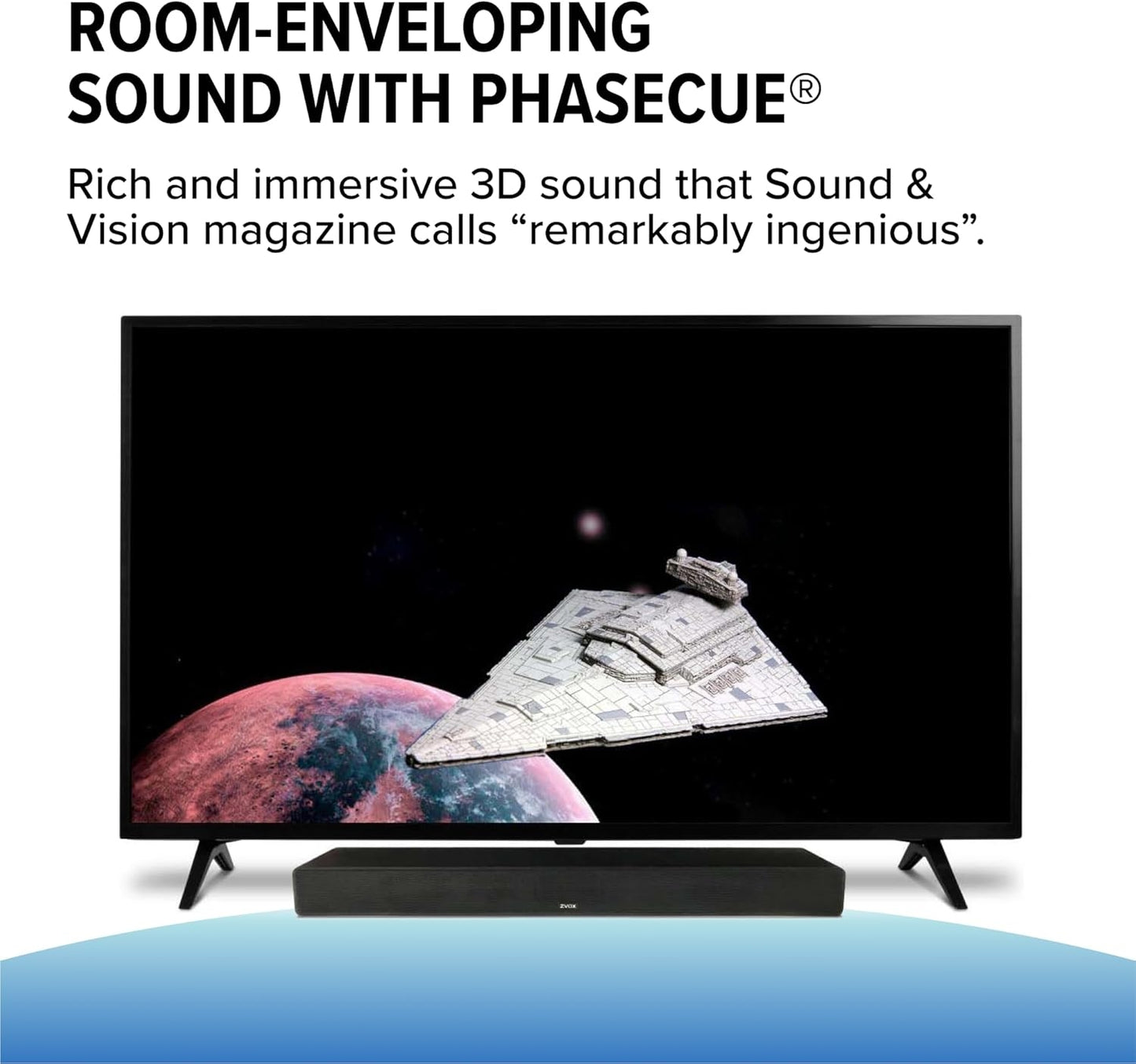 ZVOX AccuVoice AV355 Low-Profile Soundbar, 12 Levels of Voice Boost, Ultimate Low-Profile TV Speakers Soundbar with AccuVoice