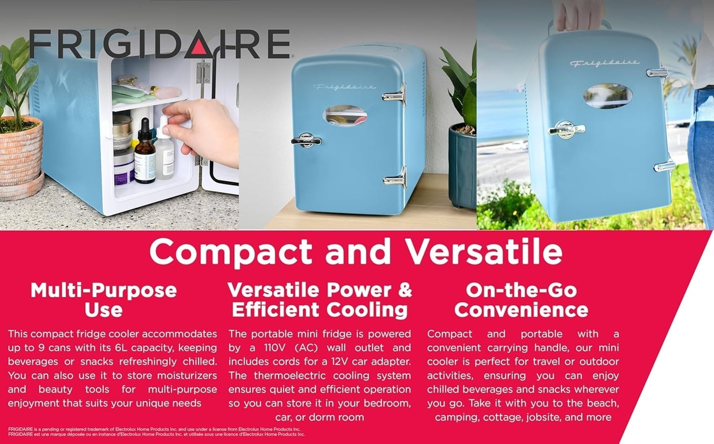 Frigidaire Retro Mini Personal Fridge Cooler up to 9 Cans/ 5-liters Blue EFMIS175-BLUE