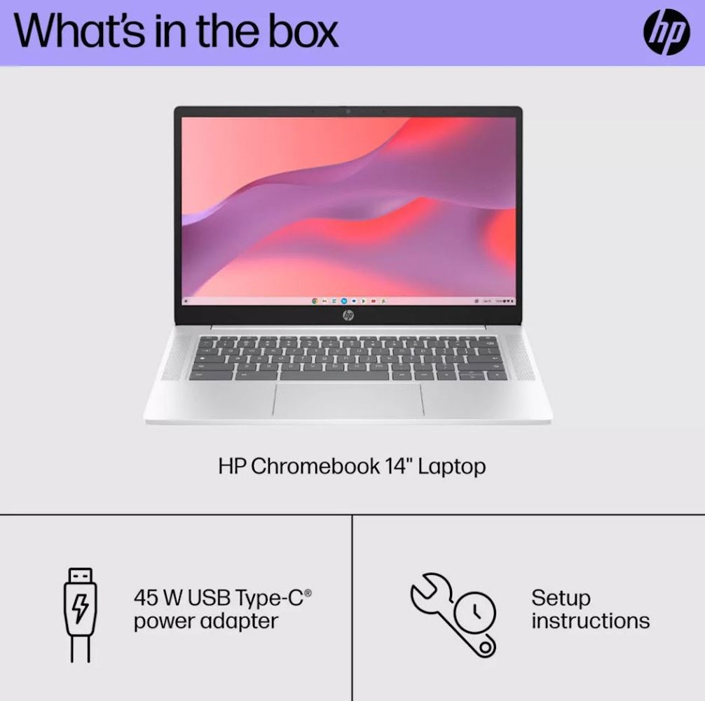 HP 14" Touchscreen Chromebook Intel Pentium N200 4GB/128GB Silver 14A-NF0012TG