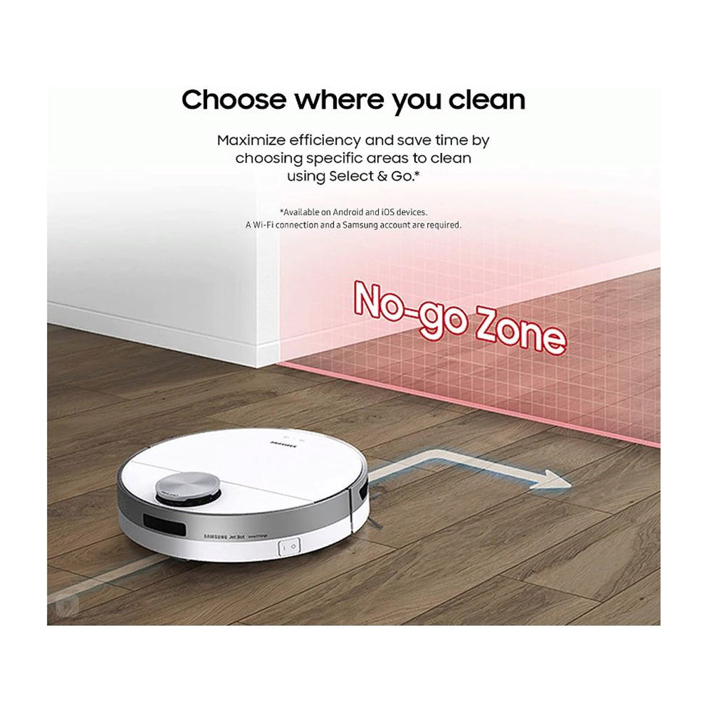 Samsung Jet Bot+ White Auto Charging Robotic Vacuum HEPA Filter and Automatic Dirt Disposal VR30T85513W/AA