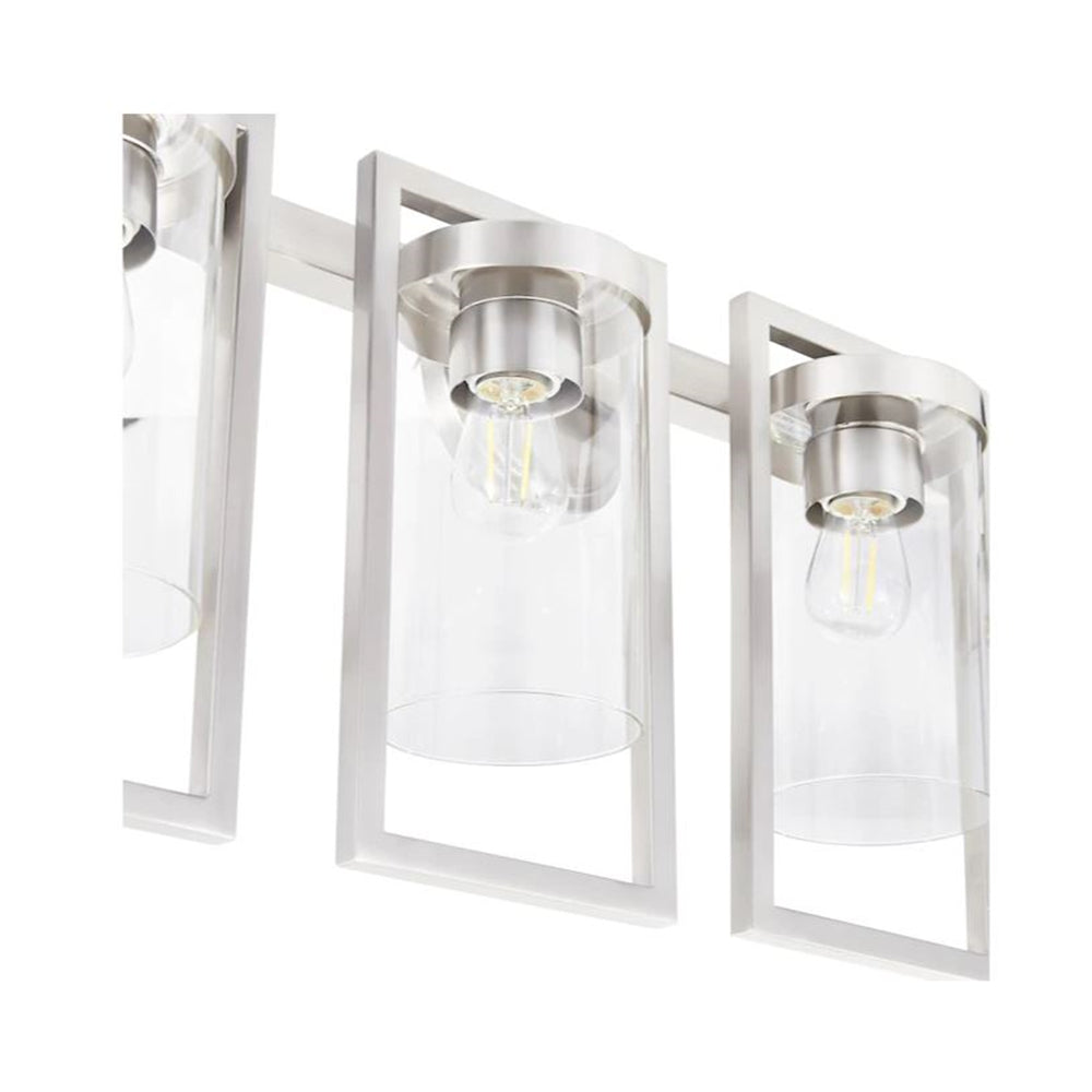 Sunset Lighting F15004-80 Prestige Four Light Wall Sconce - in Bright Satin Nickel, Glass, 4 Bulbs