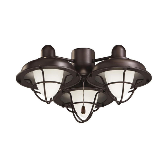 kathy ireland HOME Boardwalk Cage LED Light Kit for Ceiling Fans | Dimmable Lighting Fixture with White Opal Glass LK40ORB