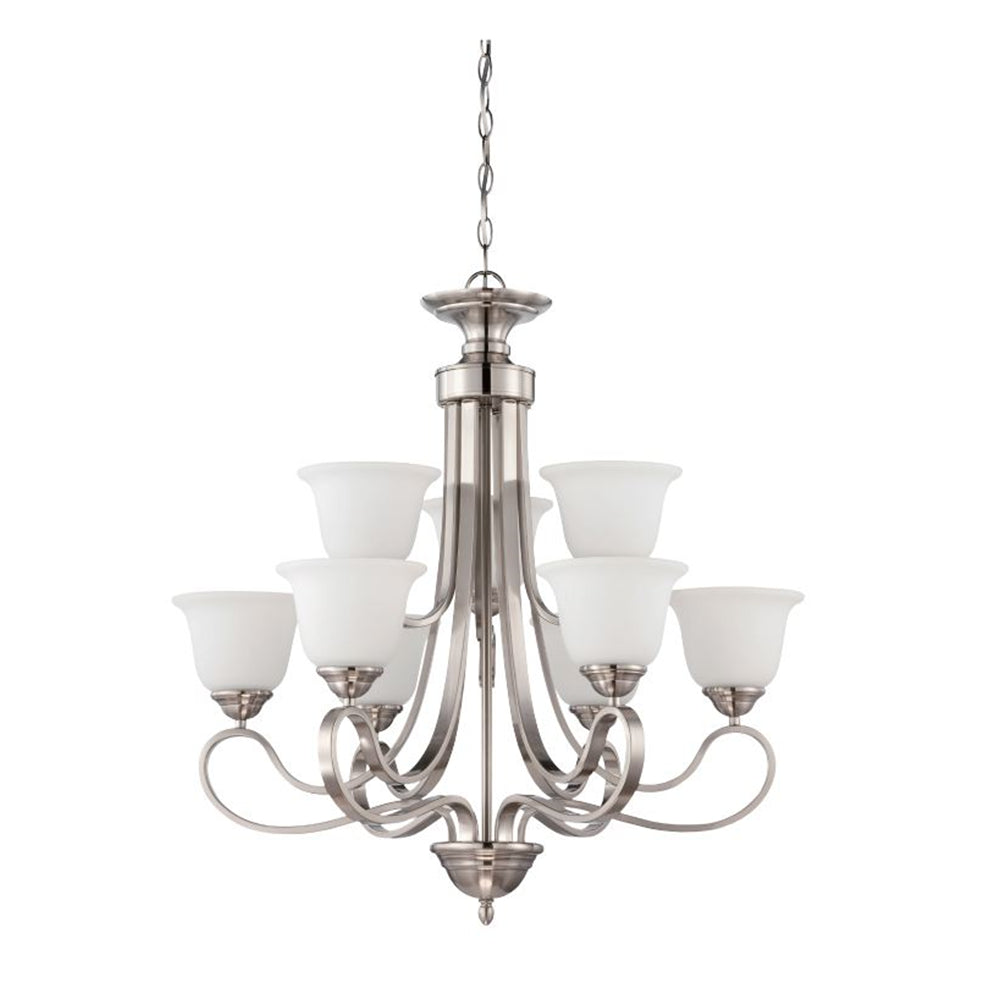 Sunset 9-Light 2 Tiers 60W Chandelier Bright Satin Nickel F16059-80