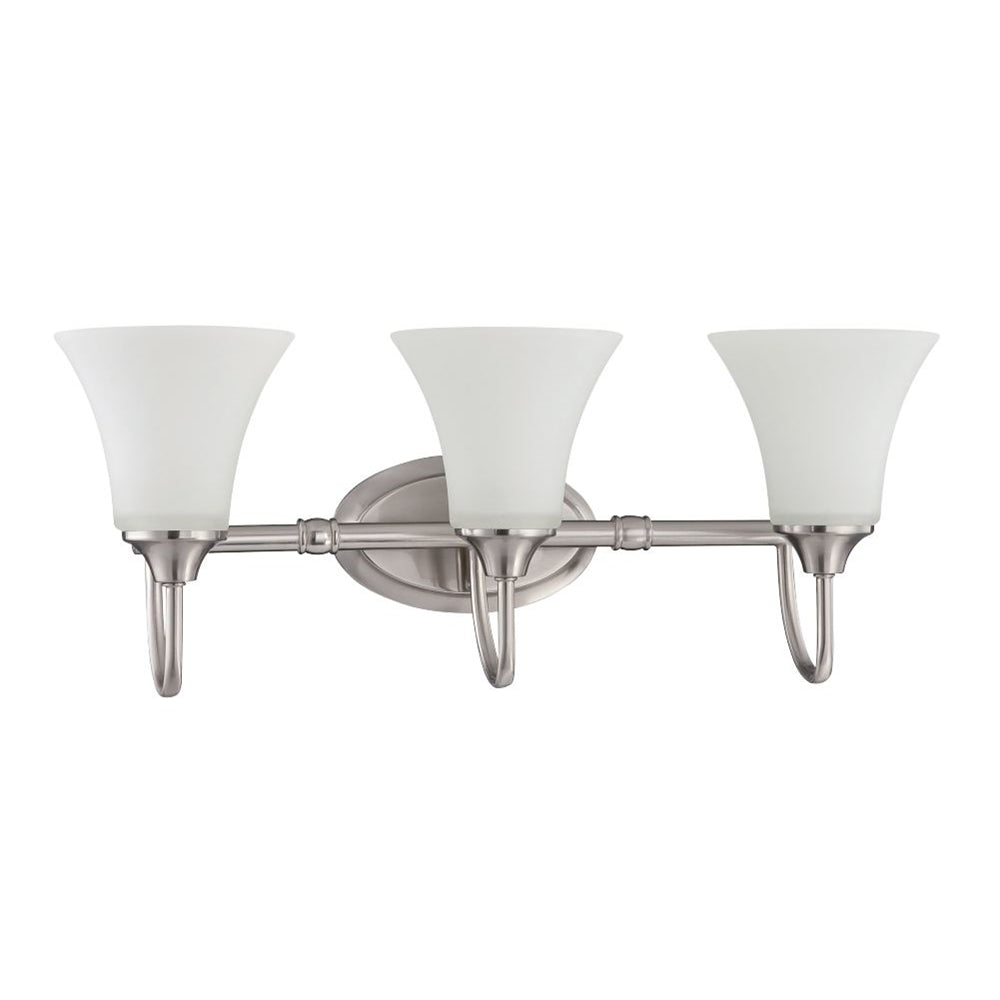 Sunset 3-Light Darby Vanity 100W Bright Satin Nickel F18043-80