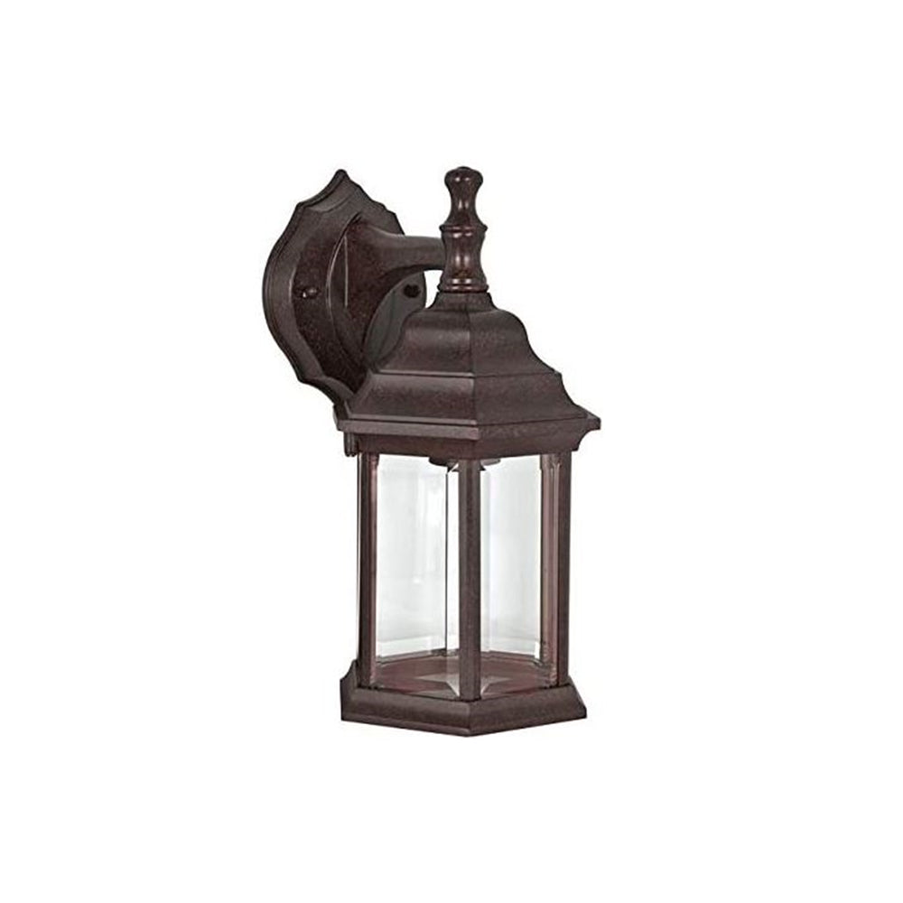 Sunset Lighting Outdoor 1-Light Wall Sconce w/ Clear Beveled Glass, Rubbed Bronze Finish F7841-62