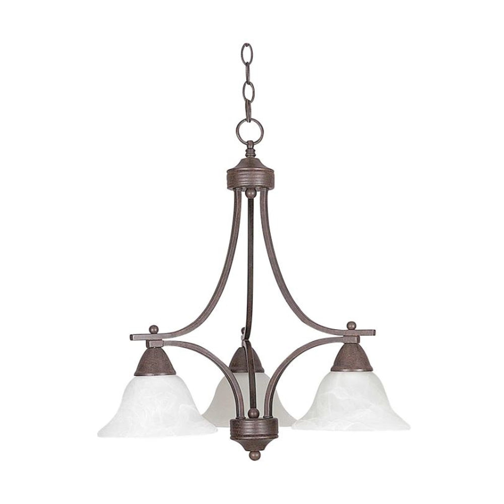 Sunset Lighting 3-Light Chandelier w/ Faux Alabaster Glass, Painted Pewter Finish - F5160-54