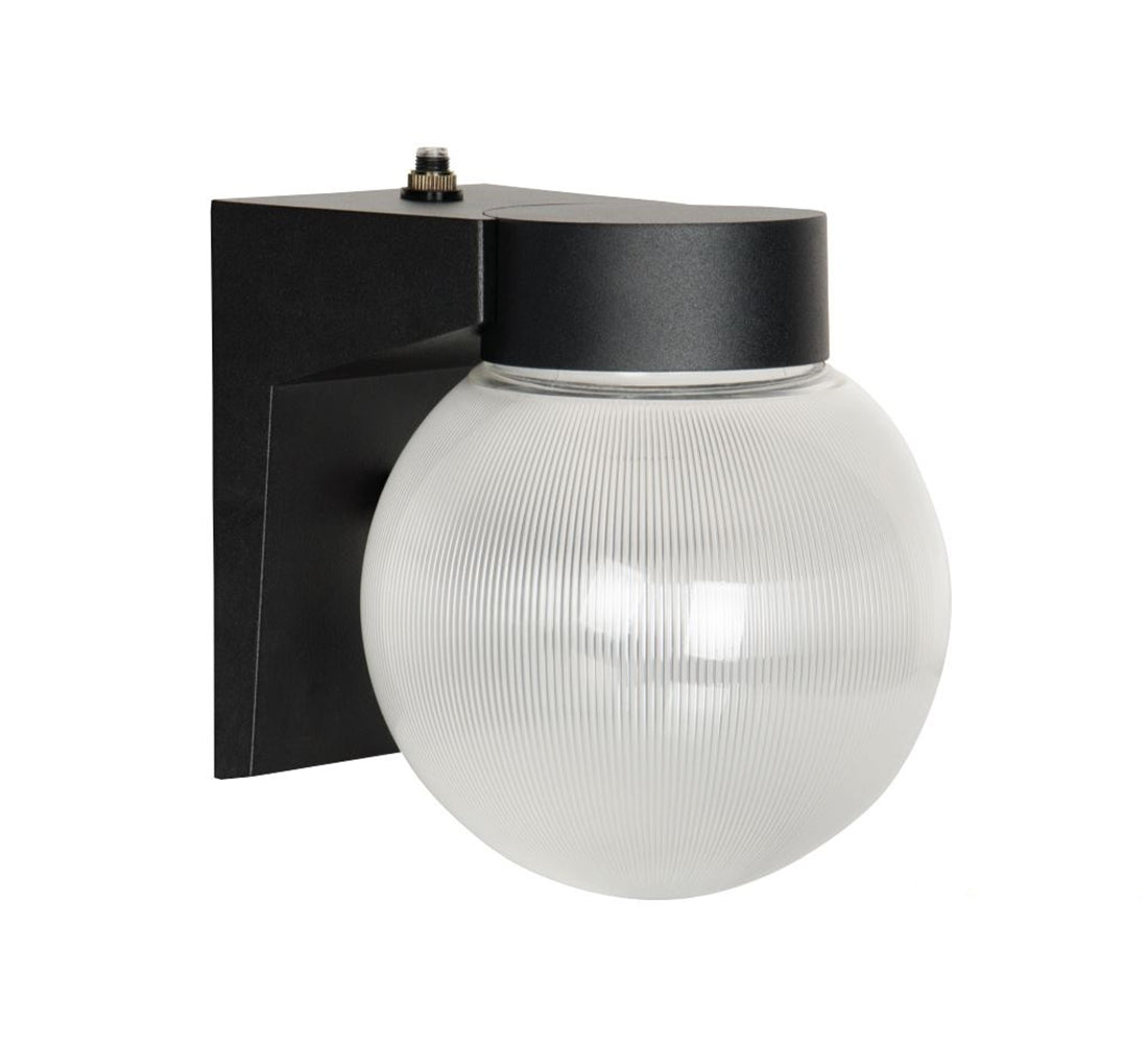 Luminance LED 7-1/4" Wall Mount Porch Fixture With Photocell, 9W, 4000K, 850 Lumen, Black/Clear Prismatic Globe F9941-31-1