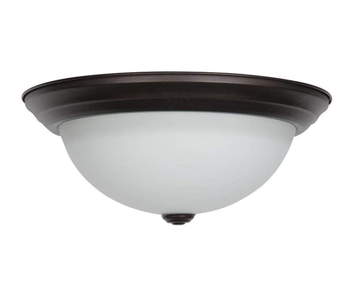 Sunset Lighting 2-Light 13" Flush Mount, White Glass Provincial Bronze F7642-64