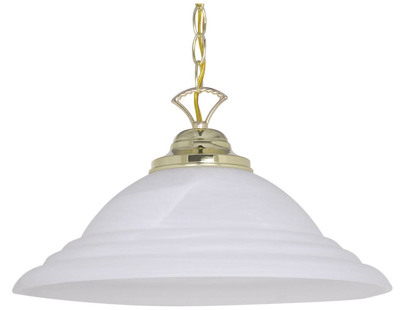 Sunset Lighting 16" Pendant with Faux Alabaster Glass, Polished Brass Finish F6978-10