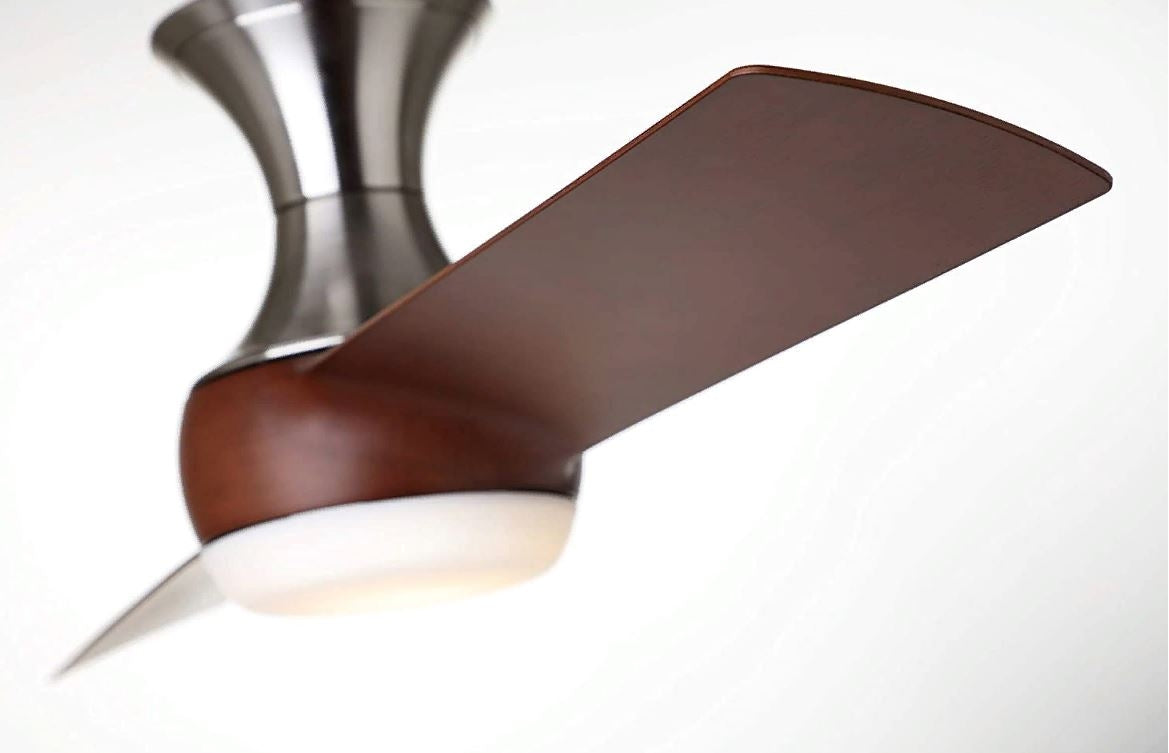 Emerson Duo 54" Flush Mount Brushed Steel Ceiling Fan LED Light - Walnut Blades CF560BS