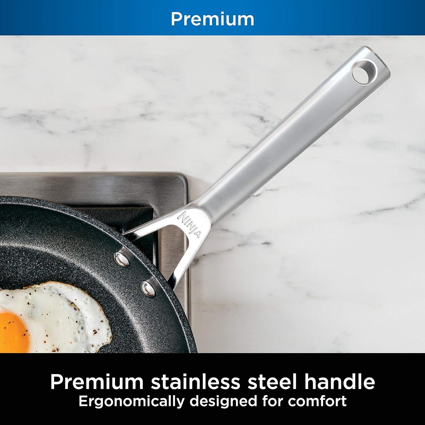 Ninja C30928 Foodi NeverStick Premium 11-Inch Wok, Hard-Anodized, Nonstick, Durable & Oven Safe to 500°F, Slate Grey