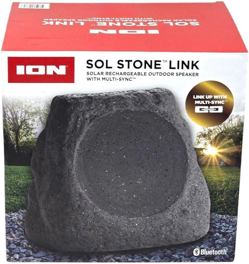 ION Audio Sol Stone Link Solar Rechargeable Outdoor Speaker with Multi-Sync ISP176