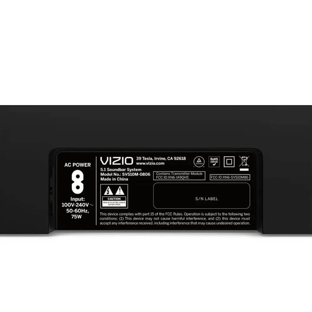 VIZIO 5.1 Soundbar w/ Subwoofer & Surround Sound w/ Dolby Atmos, DTS:X - Black SV510M