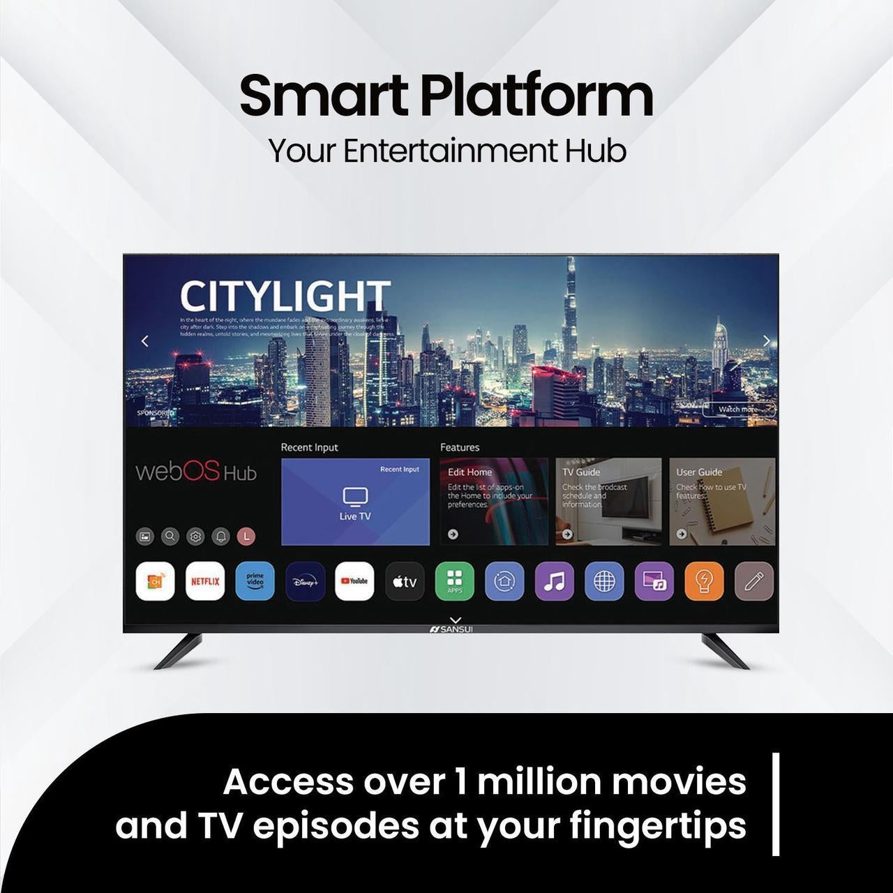 Sansui 50" VA Series 4K UHD Frameless Design Smart TV with Dolby Vision HDR S50VAUW