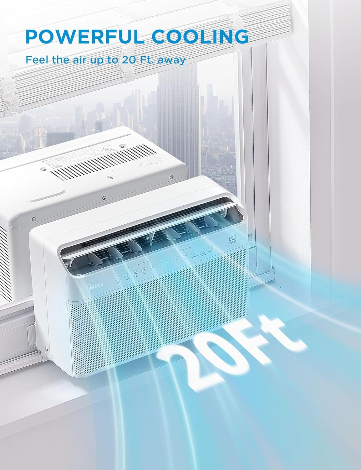 Midea 10,000 BTU Smart Inverter U-Shaped Window Air Conditioner, 450 Sq. Ft., White MAW10V1QWT