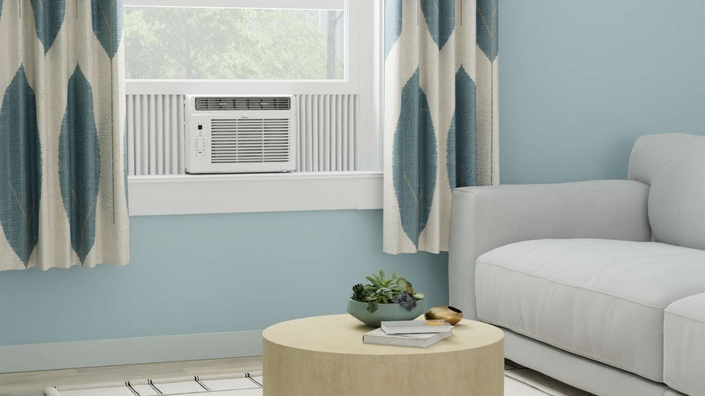 Midea 6,000 BTU Window Air Conditioner with Remote Control, Cools up to 250 sq. ft., 3-In-1 technology: air conditioner, dehumidifier, and fan modes MAW06R1YWT-S