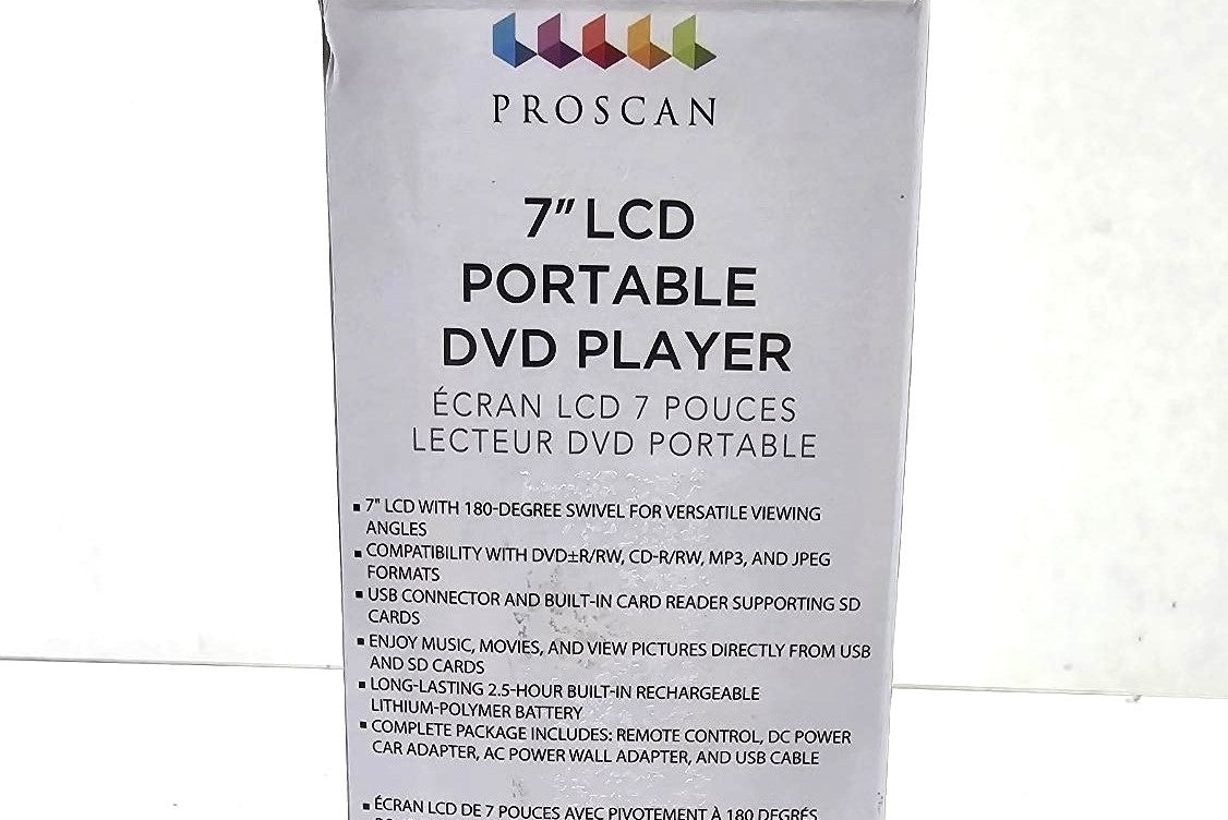 Proscan Elite Portable 7" Swivel Screen DVD Player SD Card 2.5 Battery PEDVD7060
