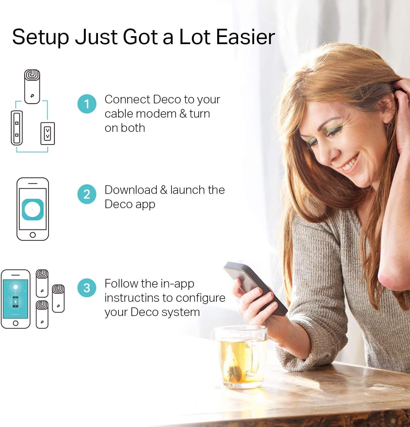 TP-Link Deco AC1200 Dual-Band Mesh Wi-Fi 5 System (3-Pack) White DECOM4-3PK
