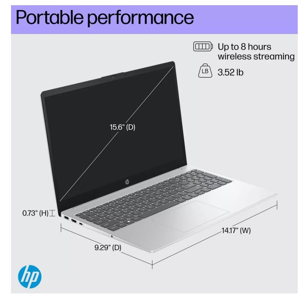 HP 15.6" FHD Laptop Intel Core i5 8GB/512GB SSD Storage Wind 11 Home Silver 15-FD0075TG