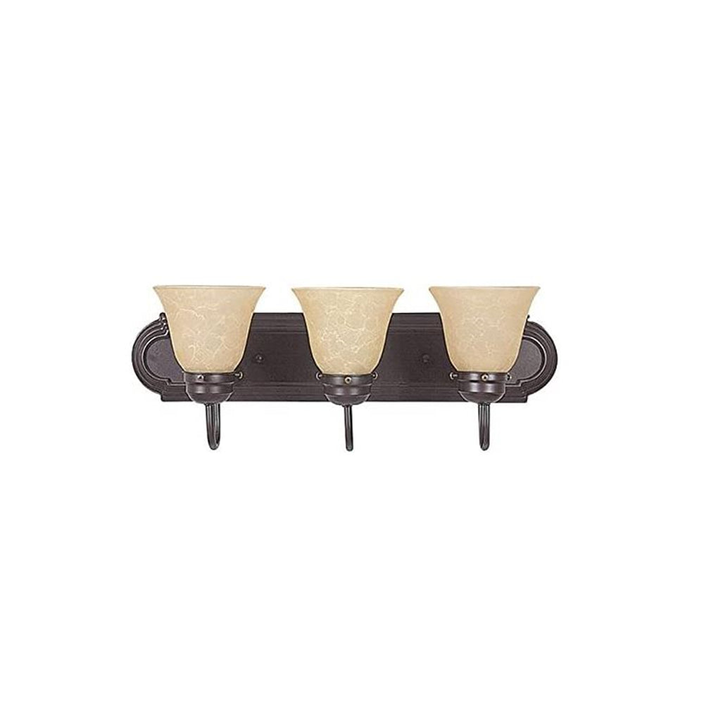 Sunset Lighting 3-Light Bath Vanity Tea Stained Glass, Oil Bronze - F3563-44